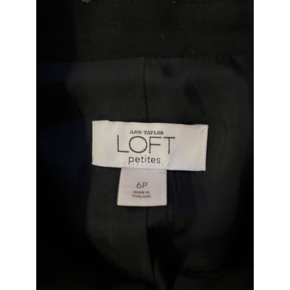 Vintage Ann Taylor Loft Petites Jacket Womens 6P Used Black Lined Ruffled Front - Picture 7 of 14
